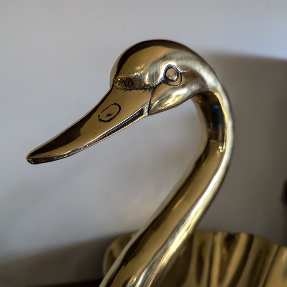Very Large Brass Swan Bowl Duck Vintage Big Rare Mid Century Modern MCM Planter - Picture 3 of 11